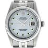 Image 2 : Rolex Mens 36mm Stainless Steel MOP Emerald String Diamond Datejust Wristwatch
