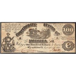 1861 $100 Confederate States of America Note