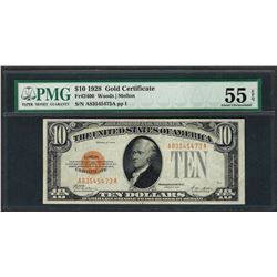 1928 $10 Gold Certificate Note Fr.2400 PMG About Uncirculated 55EPQ