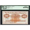 Image 1 : 1870's $20 Manhattan Silver Mining Co. Obsolete Note PCGS Gem New 65PPQ