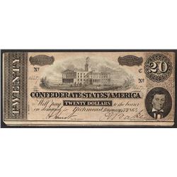 1864 $20 Confederate States of America Note