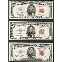 Lot of (3) 1953 $5 Legal Tender Notes