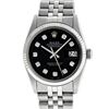 Image 1 : Rolex Mens 36mm Stainless Steel Black Diamond Datejust Wristwatch