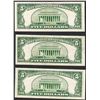 Image 2 : Lot of (3) 1953A $5 Silver Certificate Notes