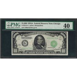 1934A $1,000 Federal Reserve Note Chicago Fr.2212-G PMG Extremely Fine 40