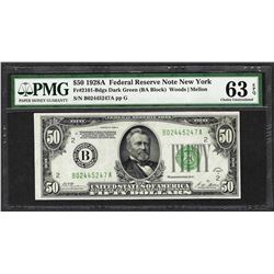 1928A $50 Federal Reserve Note New York Fr.2101-B PMG Choice Uncirculated 63EPQ