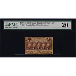 1862 First Issue 25 Cent Fractional Currency Note PMG Very Fine 20