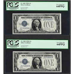 (2) Consecutive 1928A $1 Funnyback Silver Certificate Notes PCGS Very Choice New