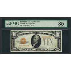 1928 $10 Gold Certificate Note Fr.2400 PMG Choice Very Fine 35