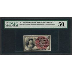 1863 Fourth Issue 10 Cent Fractional Currency Note PMG About Uncirculated 50