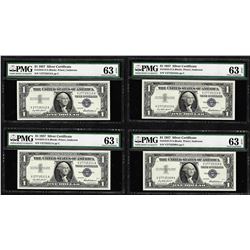 Lot of (4) Consecutive 1957 $1 Silver Certificate Notes PMG Choice Uncirculated