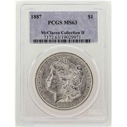 1887 $1 Morgan Silver Dollar Coin PCGS MS63
