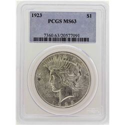 1923 $1 Peace Silver Dollar Coin PCGS MS63