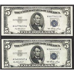 Lot of (2) 1953 $5 Silver Certificate Notes