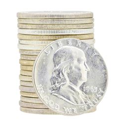 Roll of (20) 1963 Brilliant Uncirculated Franklin Half Dollar Silver Coins