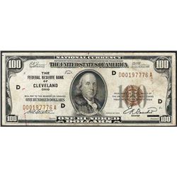 1929 $100 Federal Reserve Bank of Cleveland Note