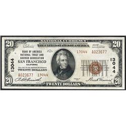 1929 $20 San Francisco California National Currency Note CH# 13044