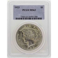 1923 $1 Peace Silver Dollar Coin PCGS MS63