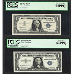 Lot of 1957 $1 Silver Certificate PCGS 64PPQ & 1957B $1 Silver Certificate 63PPQ