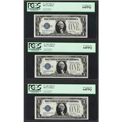 (3) Consecutive 1928A $1 Funnyback Silver Certificate Notes PCGS Very Choice New