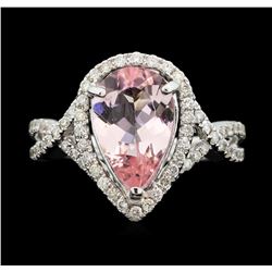 18KT White Gold 2.28 ctw Morganite and Diamond Ring