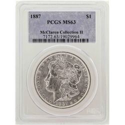 1887 $1 Morgan Silver Dollar Coin PCGS MS63