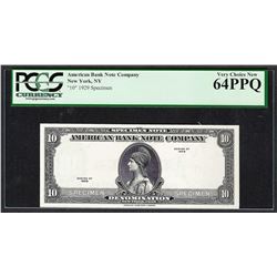 1929 American Bank Note Company Test Note 10 Units PCGS Very Choice New 64PPQ