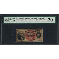 March 3, 1863 Fourth Issue 25 Cent Fractional Currency Note PMG Very Fine 20