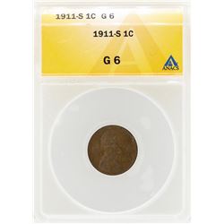 1911-S Lincoln Wheat Penny Coin ANACS G6