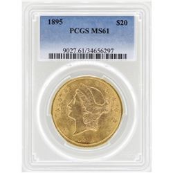 1895 $20 Liberty Head Double Eagle Gold Coin PCGS MS61