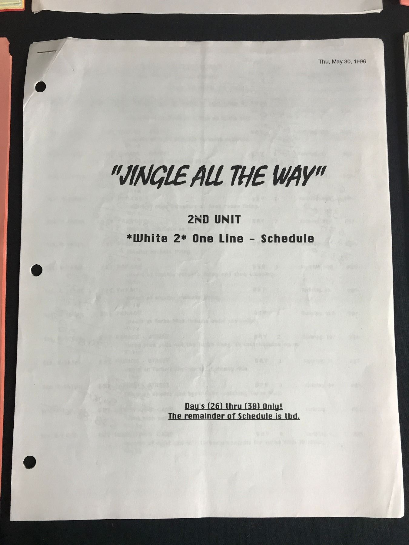 Jingle All the Way (1996) - Turboman Script, Storyboards and Call Sheet
