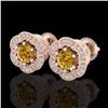 Image 1 : 1.51 CTW Intense Fancy Yellow Diamond Art Deco Stud Earrings 18K Rose Gold - REF-178W2F - 37967