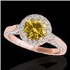 Image 1 : 2.15 CTW Certified Si/I Fancy Intense Yellow Diamond Solitaire Halo Ring 10K Rose Gold - REF-418X2T 