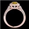 Image 2 : 2.15 CTW Certified Si/I Fancy Intense Yellow Diamond Solitaire Halo Ring 10K Rose Gold - REF-418X2T 