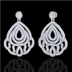 3 CTW Micro Pave VS/SI Diamond Earrings Designer 18K White Gold - REF-280H2A - 21147