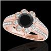 Image 1 : 2.05 2.05 CTW Certified VS Black Diamond Solitaire Halo Ring 10K Rose Gold - REF-90A8X - 34481