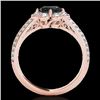 Image 2 : 2.05 2.05 CTW Certified VS Black Diamond Solitaire Halo Ring 10K Rose Gold - REF-90A8X - 34481