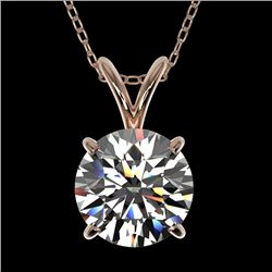 1.50 CTW Certified H-SI/I Quality Diamond Solitaire Necklace 10K Rose Gold - REF-322T5M - 33221