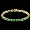 Image 2 : 29 CTW Emerald Eternity Designer Inspired Tennis Bracelet 14K Yellow Gold - REF-180X2T - 23388