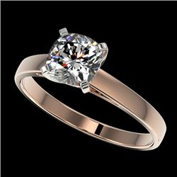 1 CTW Certified VS/SI Quality Cushion Cut Diamond Solitaire Ring 10K Rose Gold - REF-297H2A - 32998