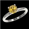 Image 2 : 1 CTW Certified Intense Yellow SI Diamond Solitaire Engagement Ring 10K White Gold - REF-180W2F - 32