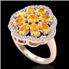 Image 1 : 3 CTW Citrine & VS/SI Diamond Cluster Designer Halo Ring 10K Rose Gold - REF-52N2Y - 20776