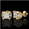Image 2 : 2.5 CTW Princess VS/SI Diamond Art Deco Stud Earrings 18K Yellow Gold - REF-642X2T - 37153