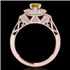 Image 2 : 1.5 CTW Certified Si/I Fancy Intense Yellow Diamond Solitaire Halo Ring 10K Rose Gold - REF-180H2A -