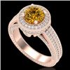 Image 1 : 2.8 CTW Intense Fancy Yellow Diamond Engagement Art Deco Ring 18K Rose Gold - REF-327M3H - 38009