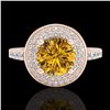 Image 2 : 1.7 CTW Intense Fancy Yellow Diamond Engagement Art Deco Ring 18K Rose Gold - REF-254Y5K - 38128
