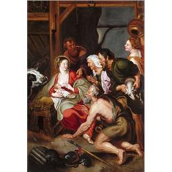 Németalföldi festo, 17. sz., Rubens, Peter Paul után - Pásztorok imádása