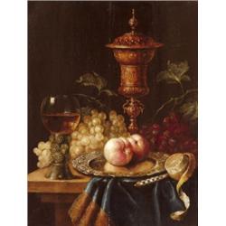 J. D. H. monogrammal, 17. sz. - Gyümölccsendélet díszserleggel