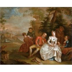 Francia festo, 18. sz. közepe - Szerelmespár a parkban