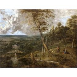 Uden, Lucas van VÉDETT - NO EXPORT (Antwerpen, 1595 - Antwerpen, 1672/73) - Táj pásztorokkal, a völg